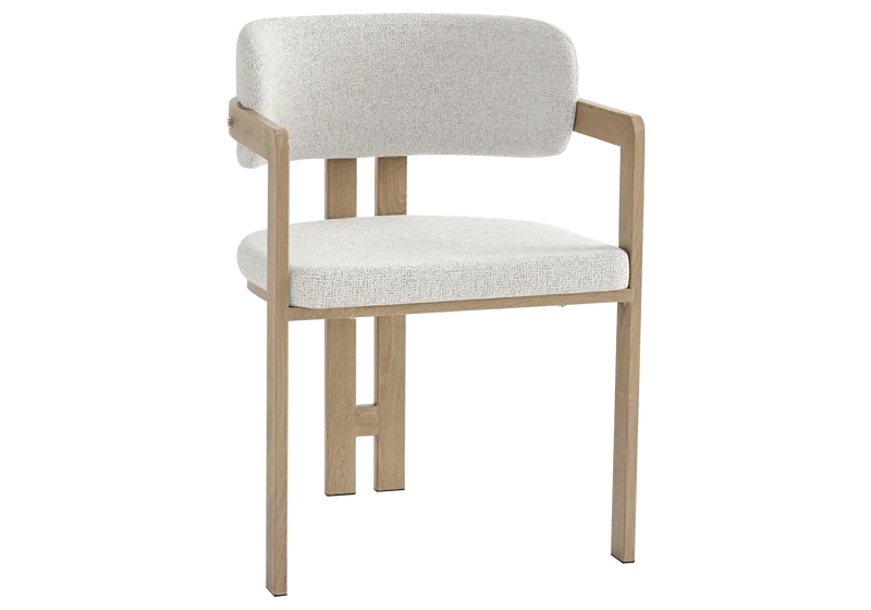 Fauteuil de table bouclé beige bois clair - Lyra x2