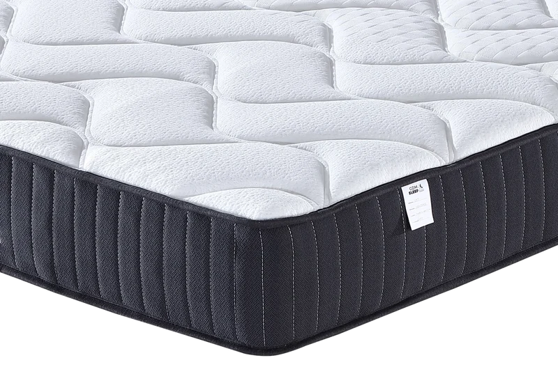Ensemble lit capitonné noir à strass et matelas ressorts - Anis
