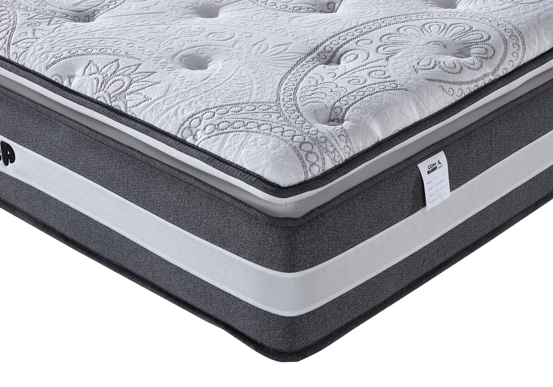 Ensemble lit en velours gris et matelas 7 zones - Venice