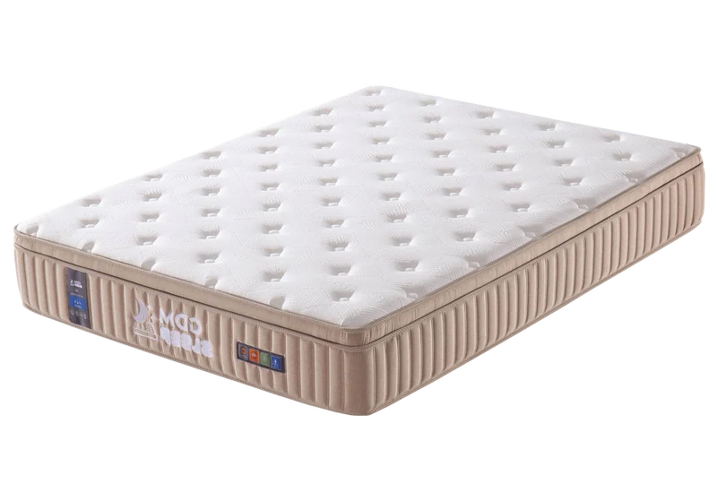 Ensemble lit coffre et matelas 30 cm beige - Aura