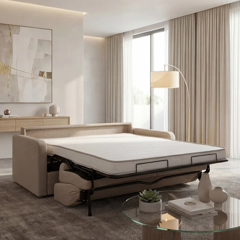 Canapé-lit Tissu avec Matelas BASTILLE