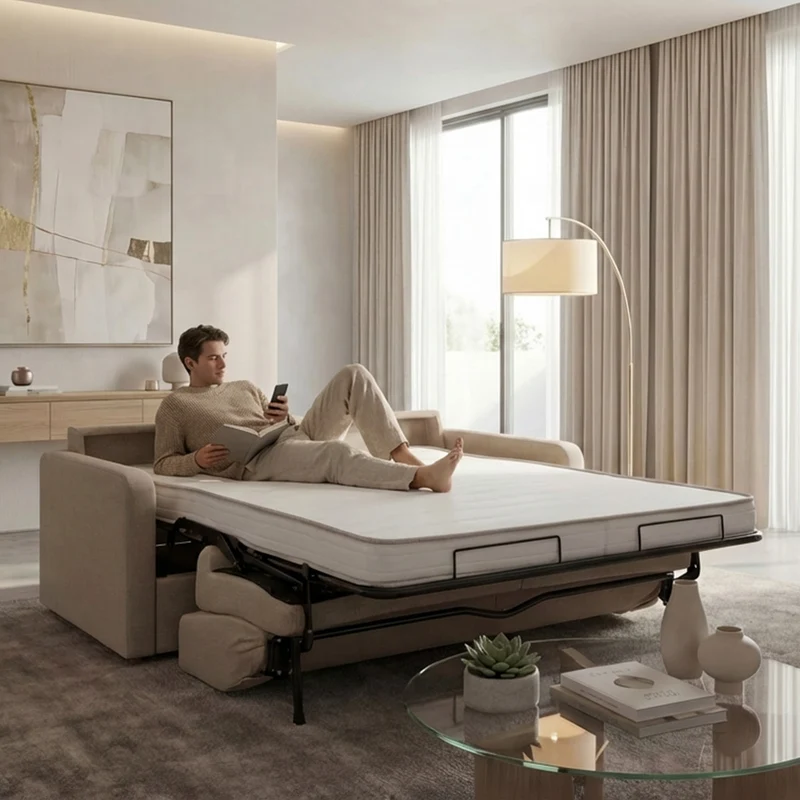 Canapé-lit Tissu avec Matelas BASTILLE