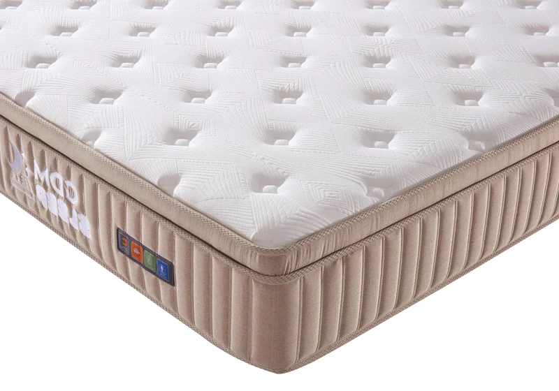 Ensemble lit coffre et matelas 30 cm beige - Aura