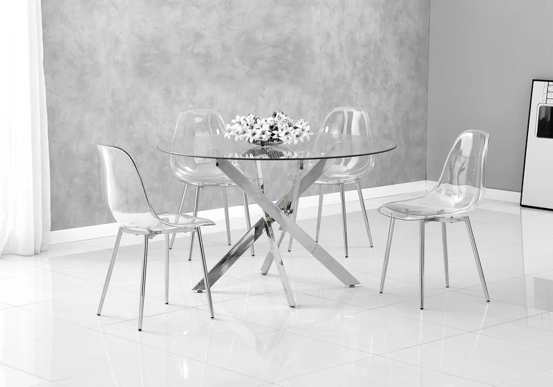 Chaise transparente pieds argent - Gina x6