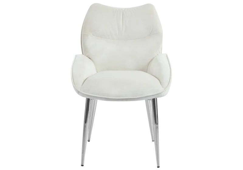 Fauteuil de table velours beige pieds argentés - Lyon x2