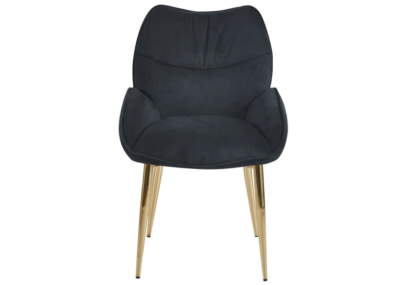 Fauteuil de table velours anthracite pieds dorés - Lyon x2
