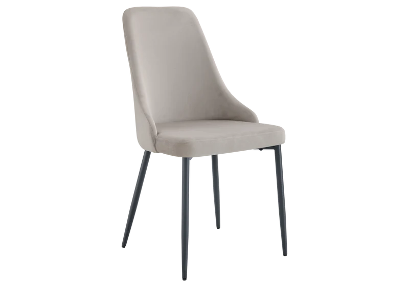 Chaise de table velours taupe pieds noirs - Sena x4