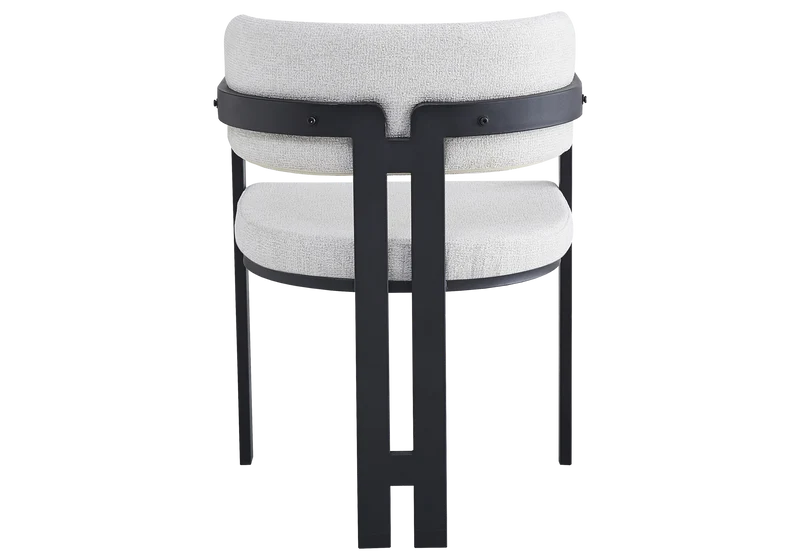 Fauteuil de table bouclé beige pieds noirs - Lyra x2