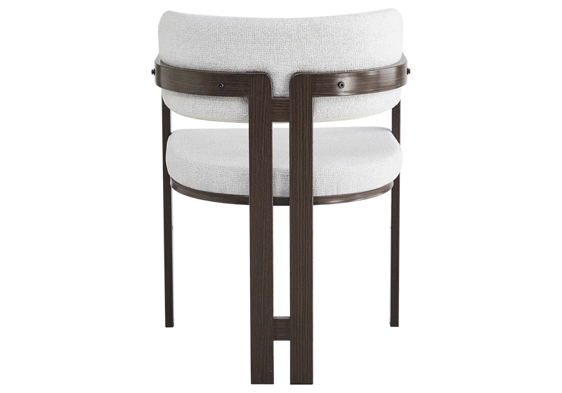 Fauteuil de table bouclé beige bois noyer - Lyra x2