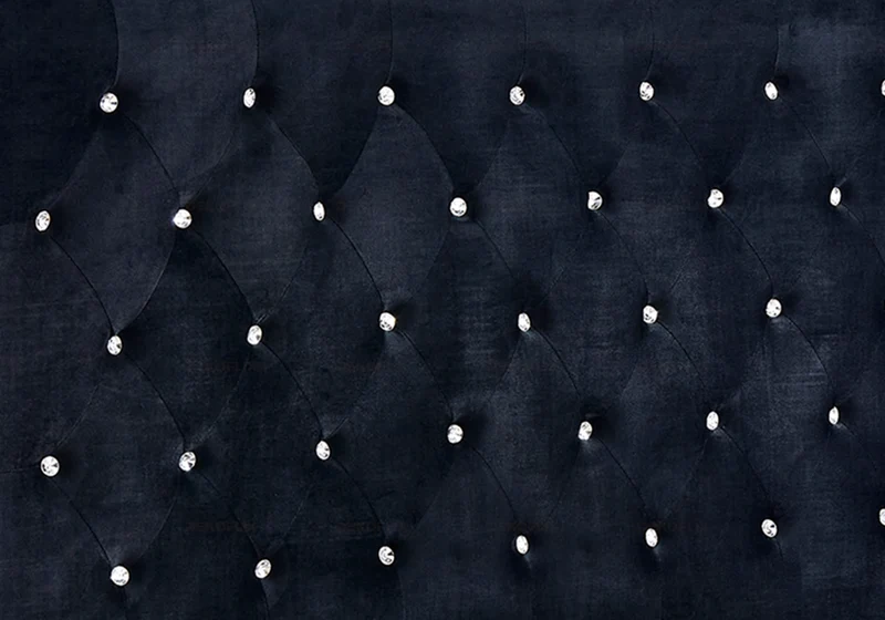 Ensemble lit capitonné noir à strass et matelas ressorts - Anis