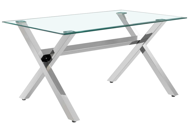 Table verre trempé et 4 chaises X argent - Cross