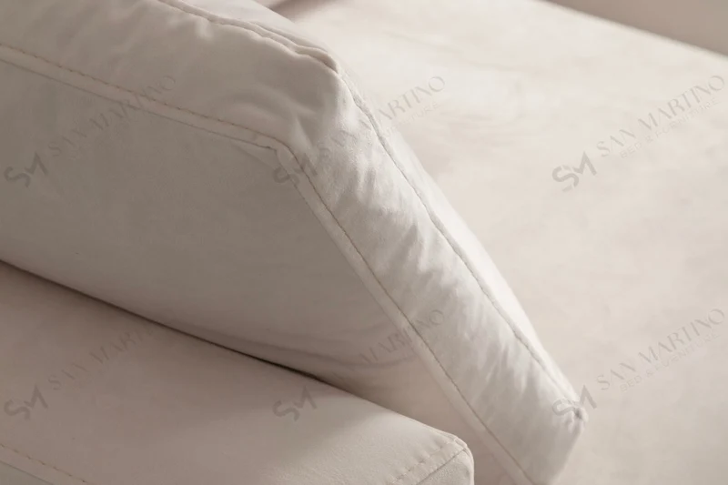 Canapé Julia Modulable Velours Blanc 4+1 Pouf