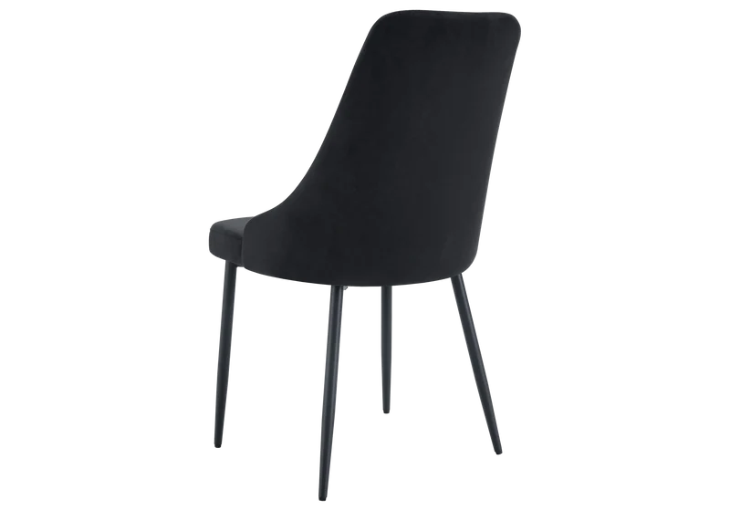 Chaise de table velours noir pieds noirs - Sena x4