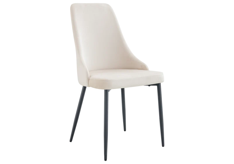 Chaise de table velours beige pieds noirs - Sena x4