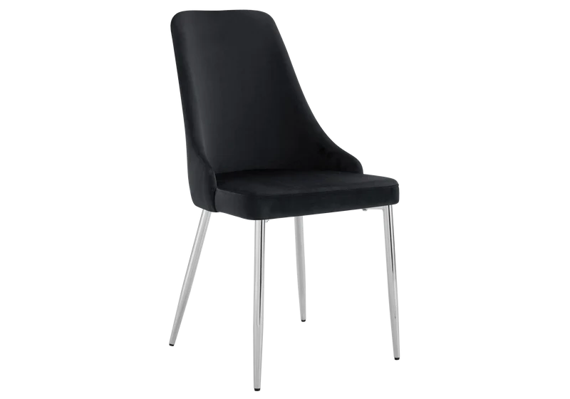 Chaise de table velours noir pieds argentés - Sena x4