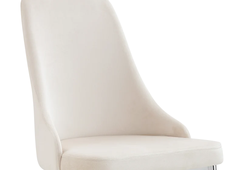 Chaise de table velours beige pieds argentés - Sena x4
