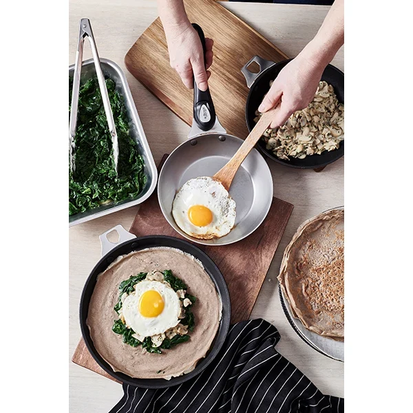 Batterie de cuisine 5 pièces acier Minéral B et manche amovible De Buyer