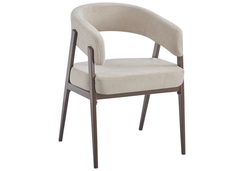 Fauteuil de table texturé beige noyer - Oslo x4