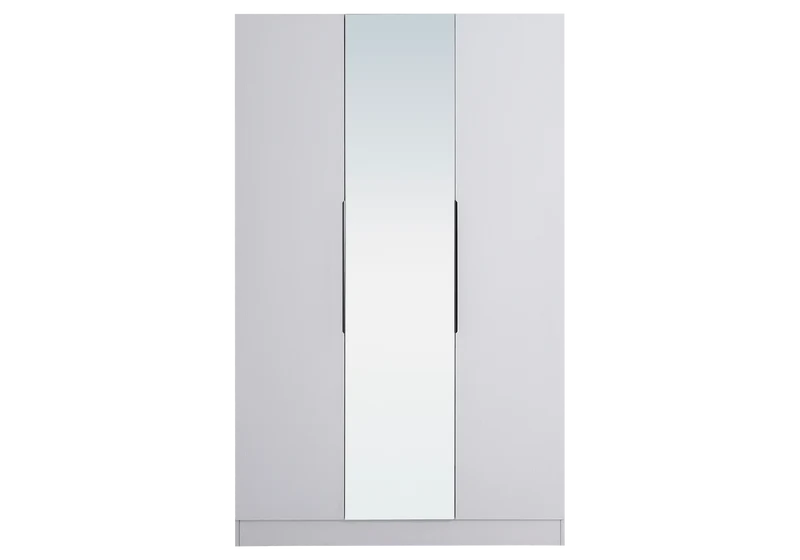 Armoire de rangement 3 portes blanche avec miroir - Axel