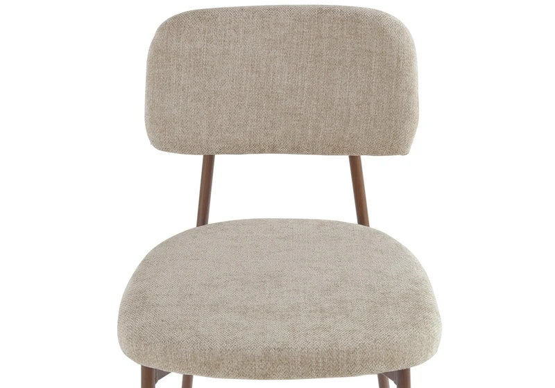 Chaise salle à manger tissu sable pieds noyer - Vika x4