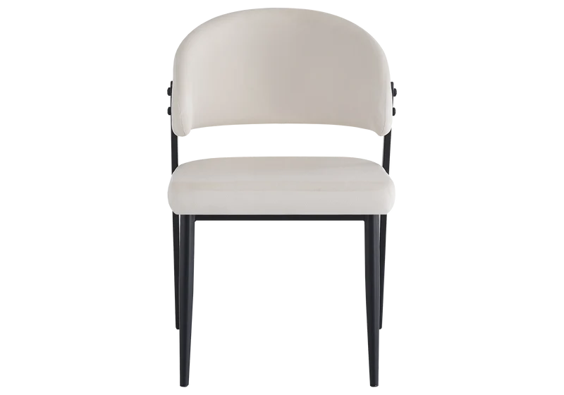 Chaise de table velours beige pieds noirs - Alba x4