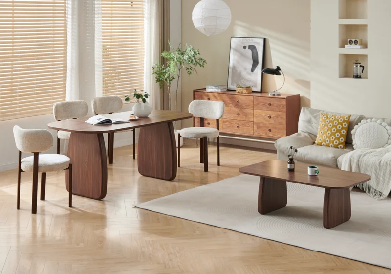 Table basse ovale bois noyer Japandi - Kuro