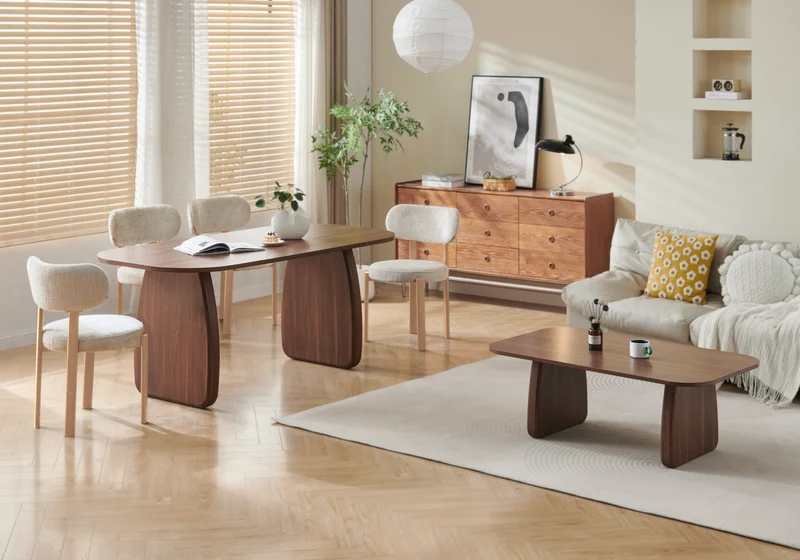 Chaise de table beige bois clair Japandi - Kuro x4