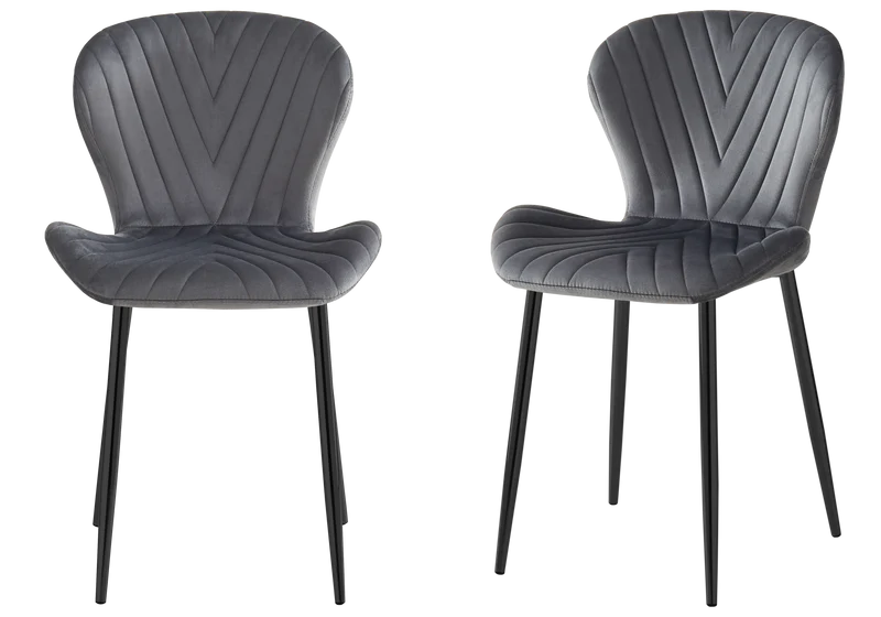 Chaise velours anthracite pieds noirs - Syra x4