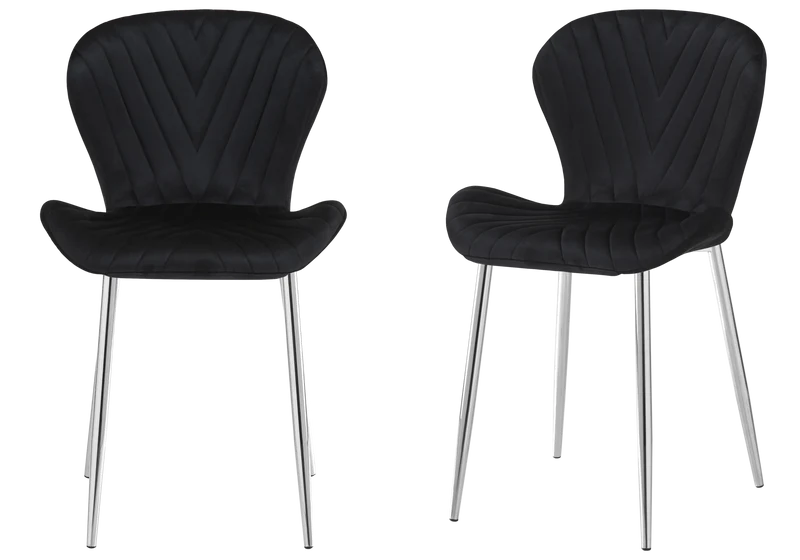 Chaise velours noir pieds argent - Syra x4