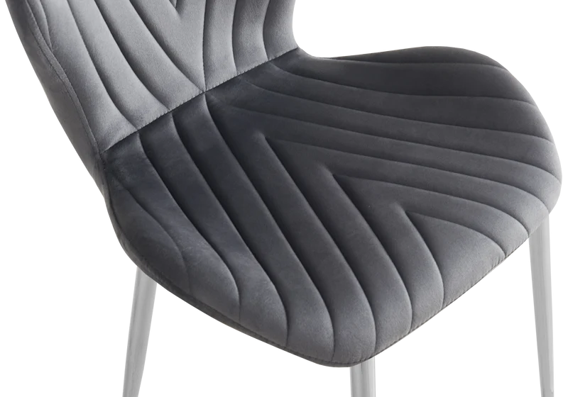 Chaise velours anthracite pieds argent - Syra x4