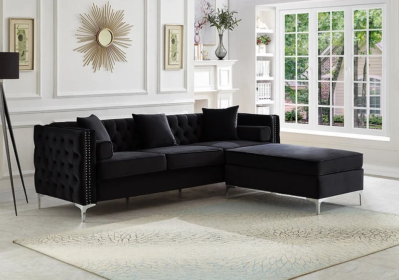 LUXOR VELVET™ – REVERSIBLE SECTIONAL + OTTOMAN – IF-9282