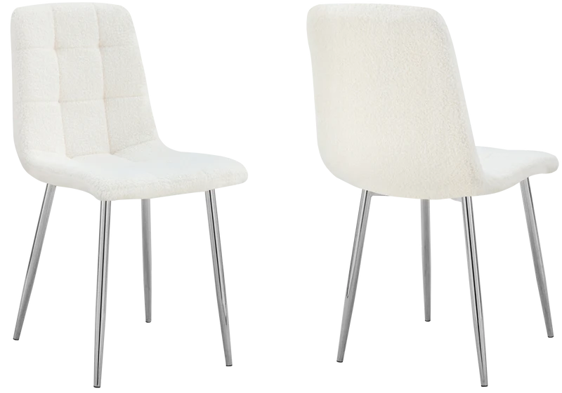 Chaises en bouclette blanche capitonnées - Milan x4