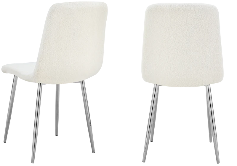 Chaises en bouclette blanche capitonnées - Milan x4