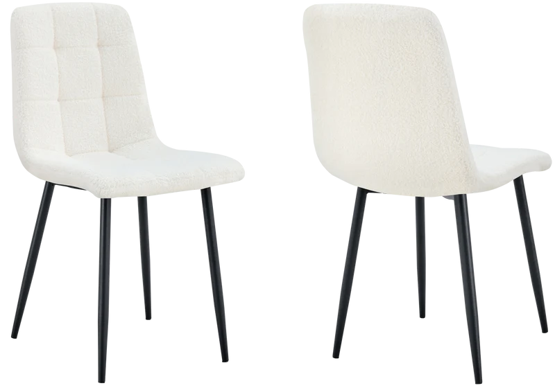 Chaises en bouclette blanche capitonnées - Milan x4
