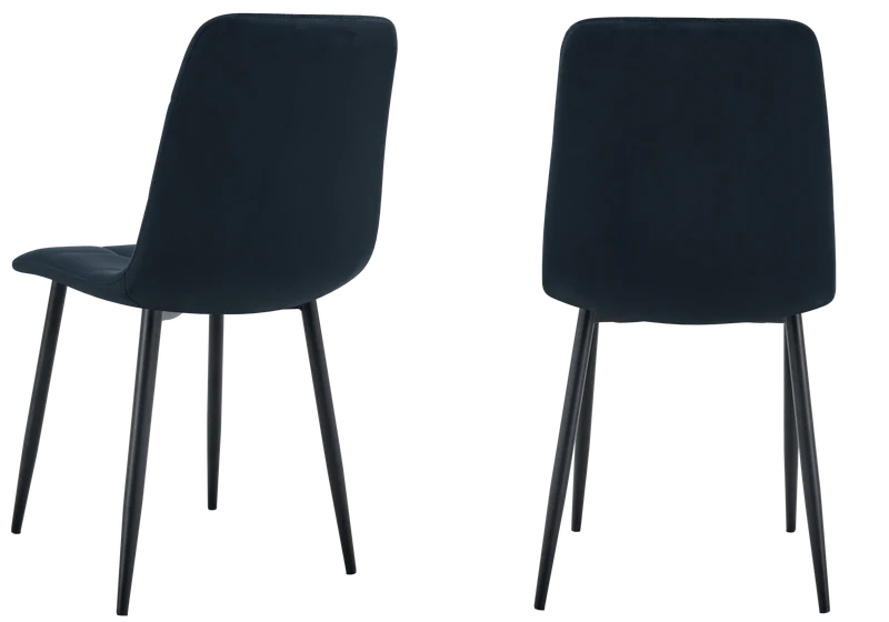 Chaises en velours noir capitonnées - Milan x4