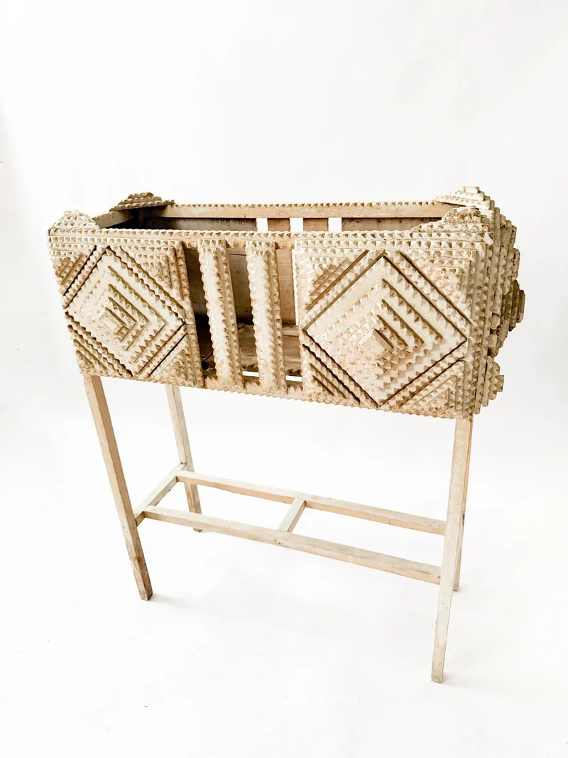 19th Century Tramp Style Wood Flower Box