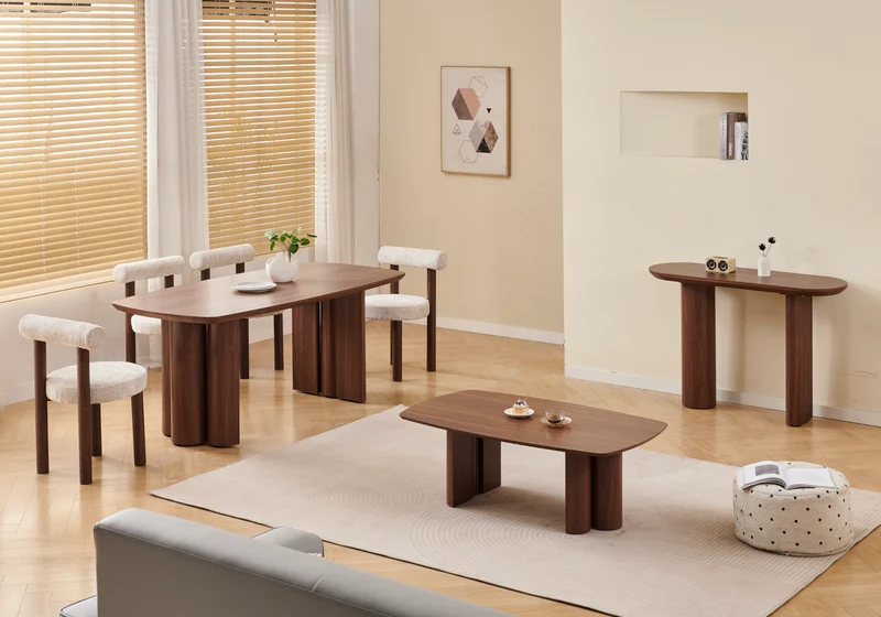 Table à manger ovale bois noyer foncé - Doria