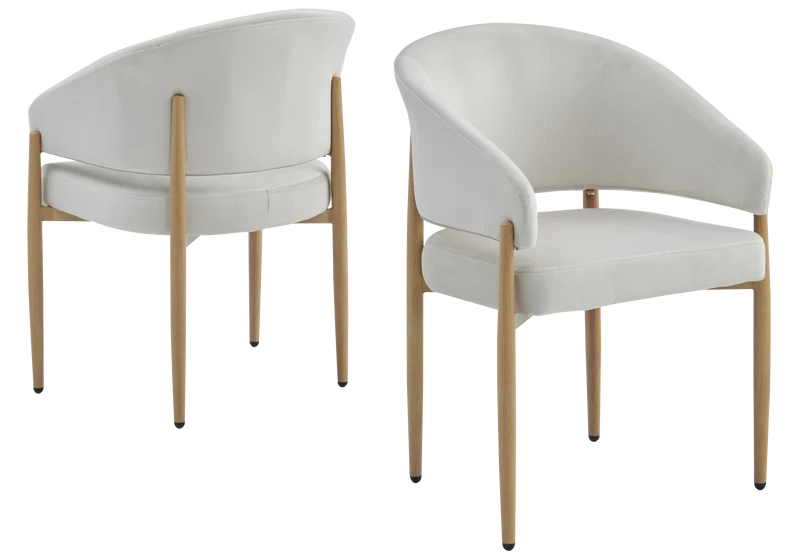 Salle à manger complète marbre beige et bois - Doria