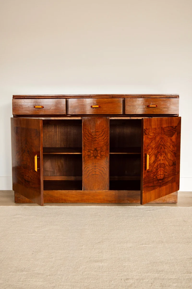 1930s Art Deco Burr Walnut Sideboard