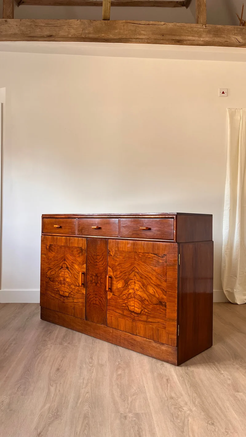 1930s Art Deco Burr Walnut Sideboard