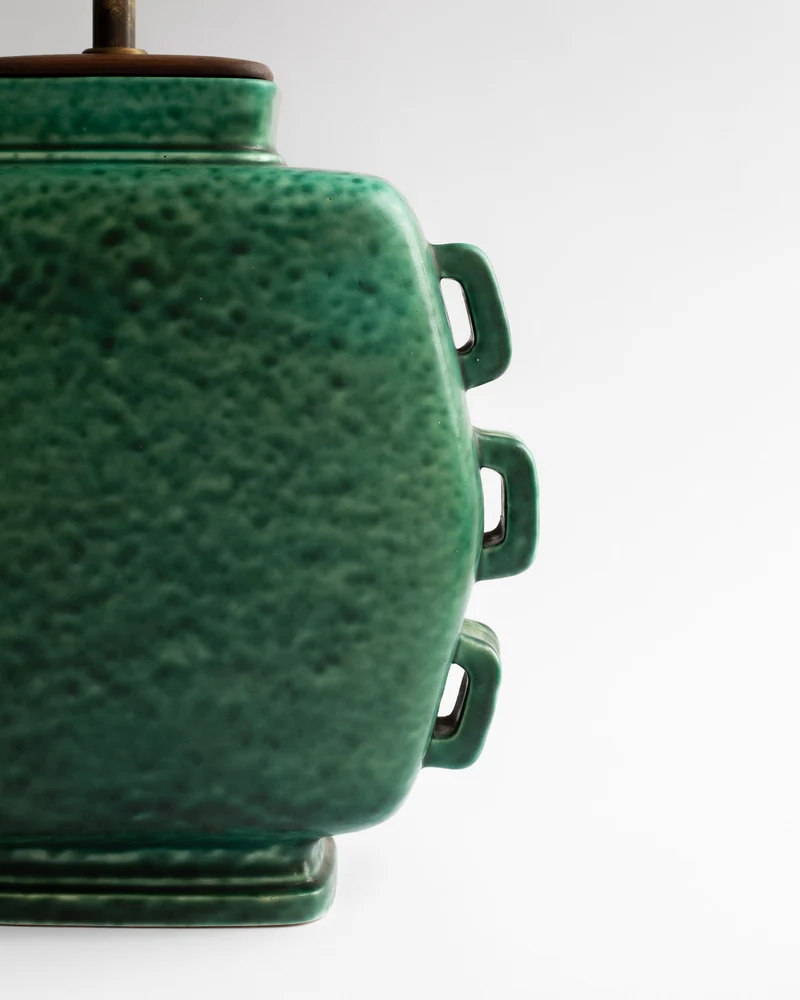 Emerald Stoneware Table Lamp by Wilhelm Kåge, Sweden, 1930s