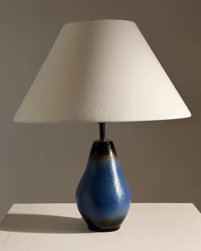 Glazed Stoneware Table Lamp, France, 1980s