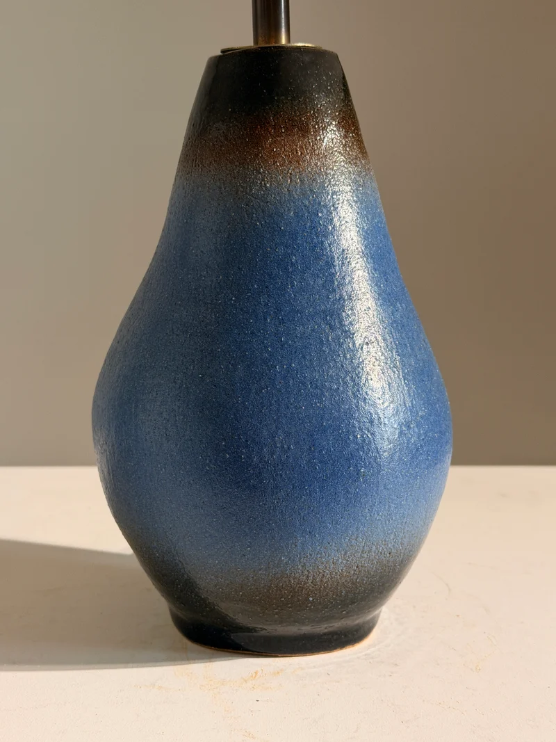 Glazed Stoneware Table Lamp, France, 1980s