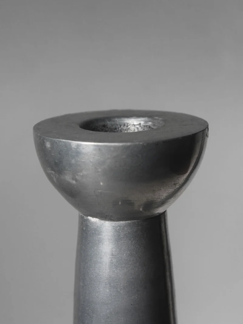 Pair Of Massive Rimmed Aluminum Candle Holders