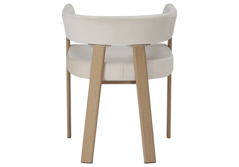 Fauteuil de table velours beige chêne - Mura x4