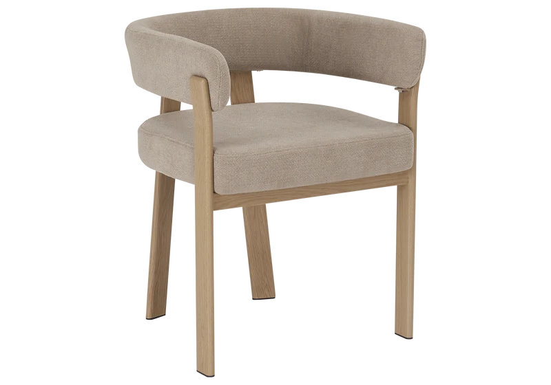 Fauteuil de table bouclé taupe chêne - Mura x4