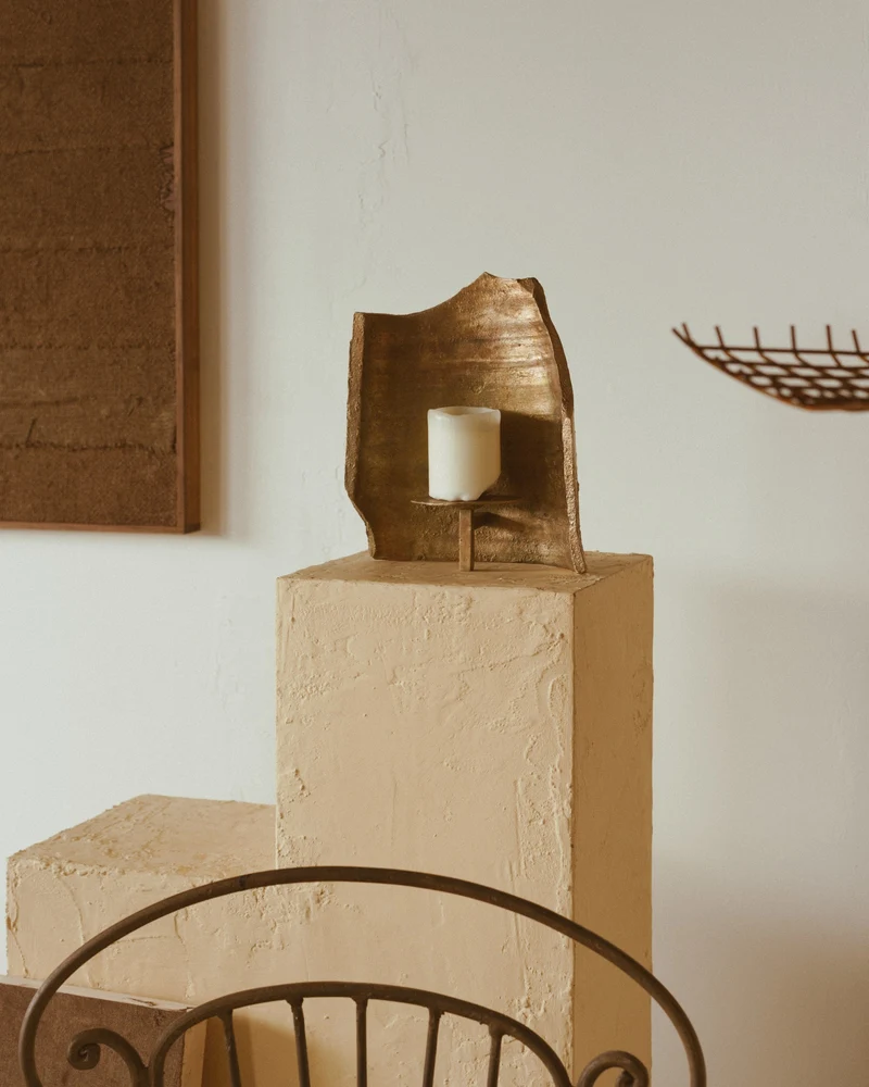 Solid Bronze Candle Holder