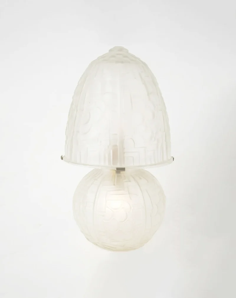 French Art Deco Frosted Glass Lamp