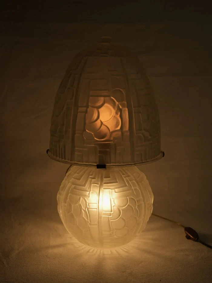 French Art Deco Frosted Glass Lamp