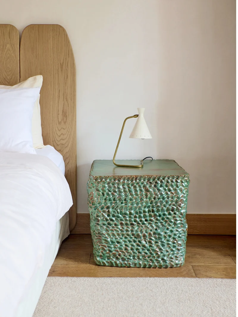 Casa - Green Textured Ceramic Side Table